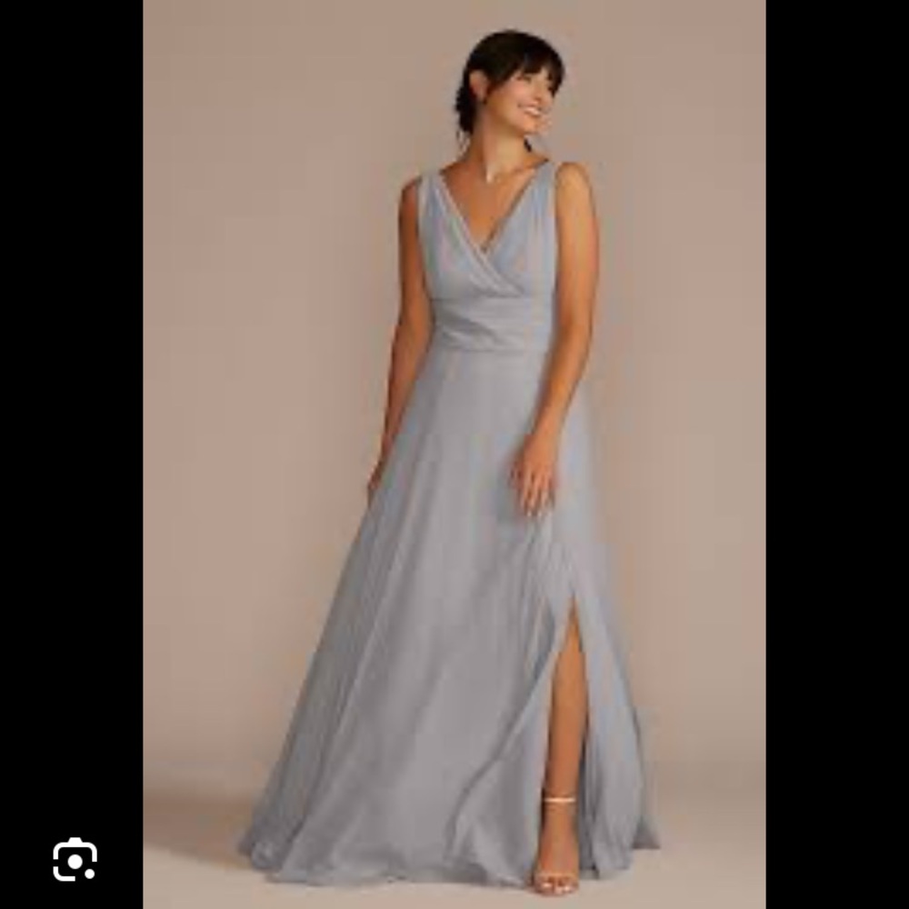 David’s Bridal Surplice Tank Chiffon Gown